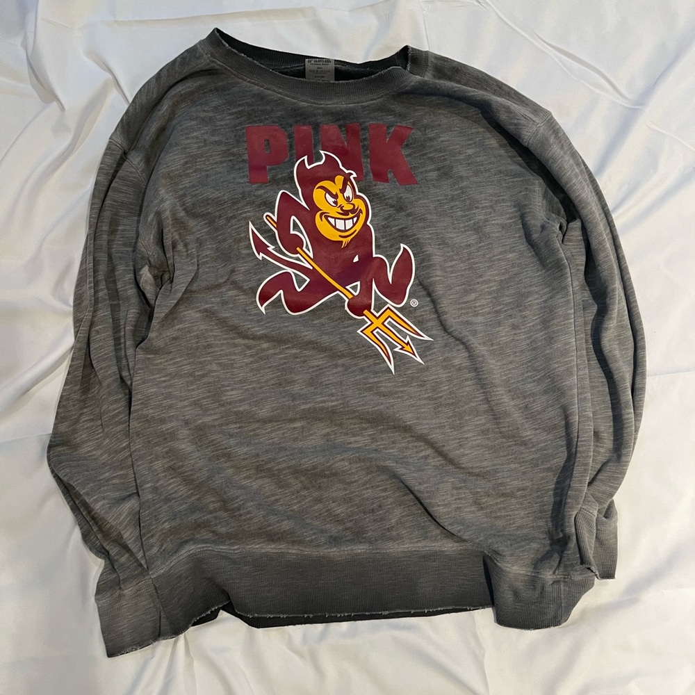 Grey Victoria's Secret PINK sweatshirt with Red ASU Sundevil #VSsweatshirt